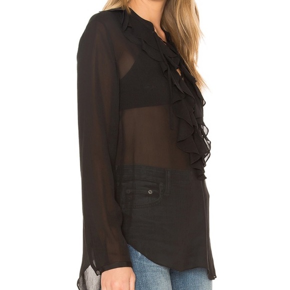 Theory Rianala Black 100% Silk Lace Chiffon Top - Picture 2 of 15